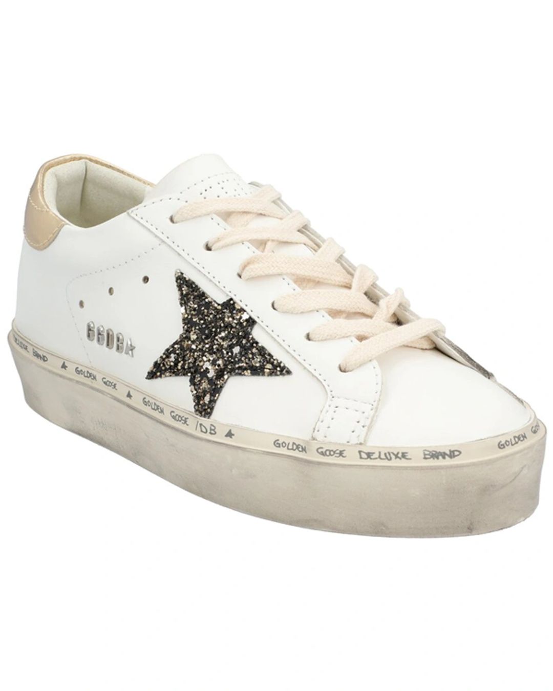 Hi Star Leather Sneaker In White/Gold/Silver #9