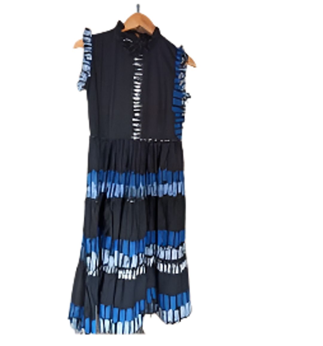 Hand-Batik Cotton Ruffle Sleeveless Dress