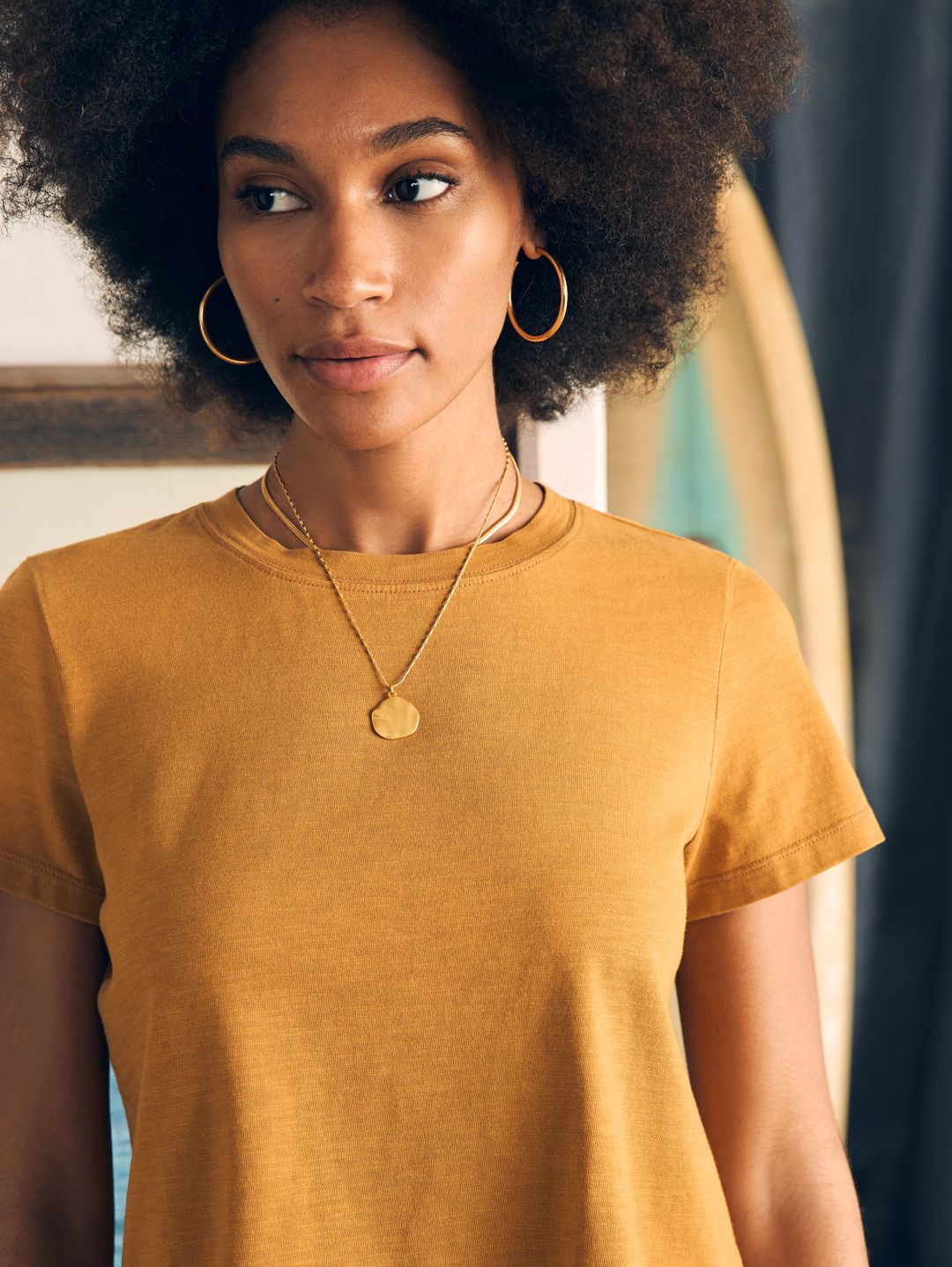 Sunwashed Cropped Crew Tee - Wood Thrush