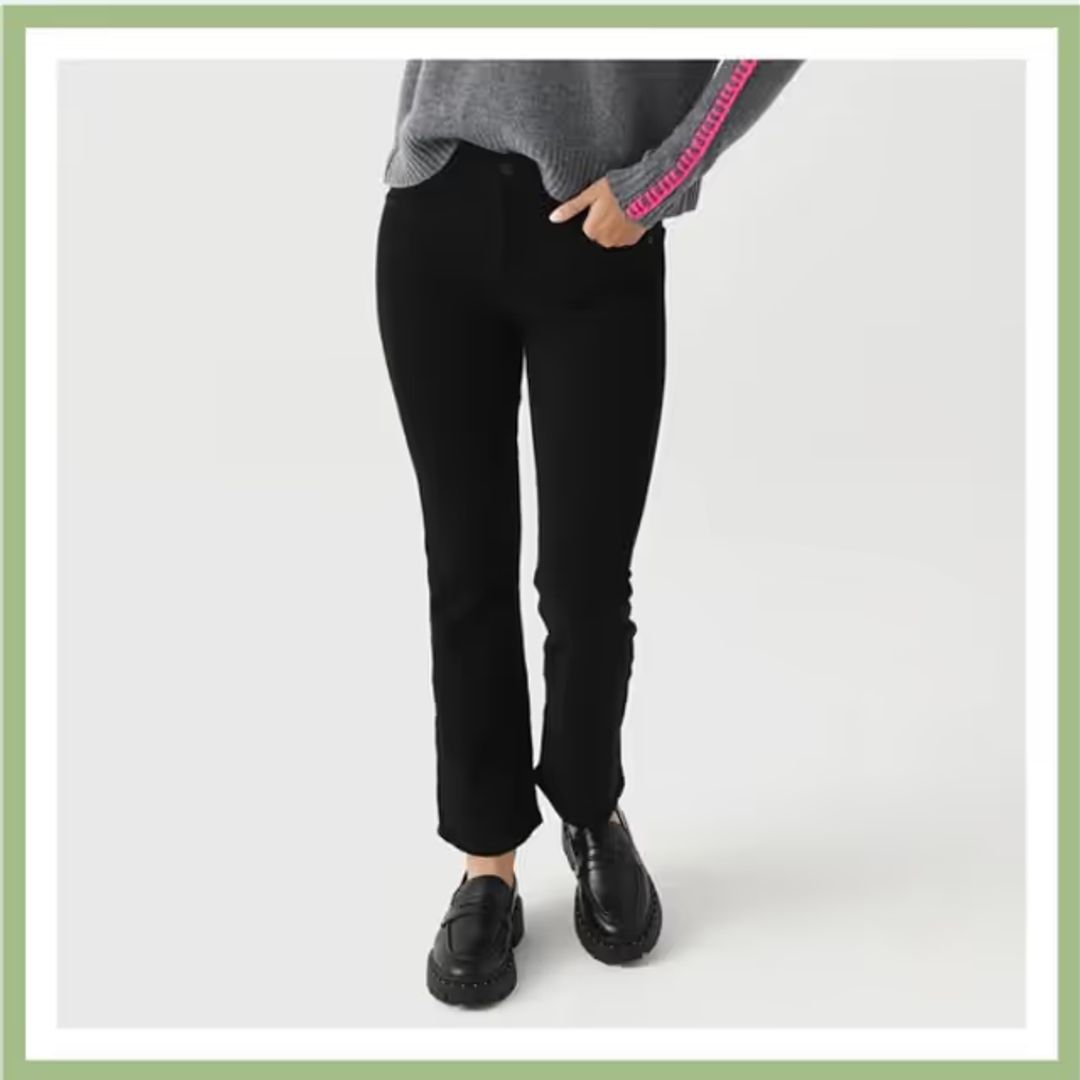 Demy Cropped Flare Jeans Black #3