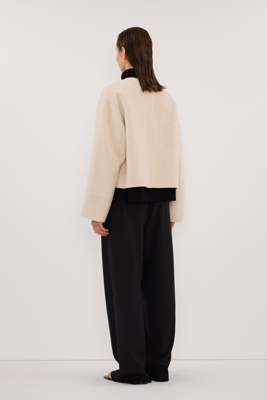 JACLYN IVORY MARLE CROPPED WOOL BLEND COAT #4
