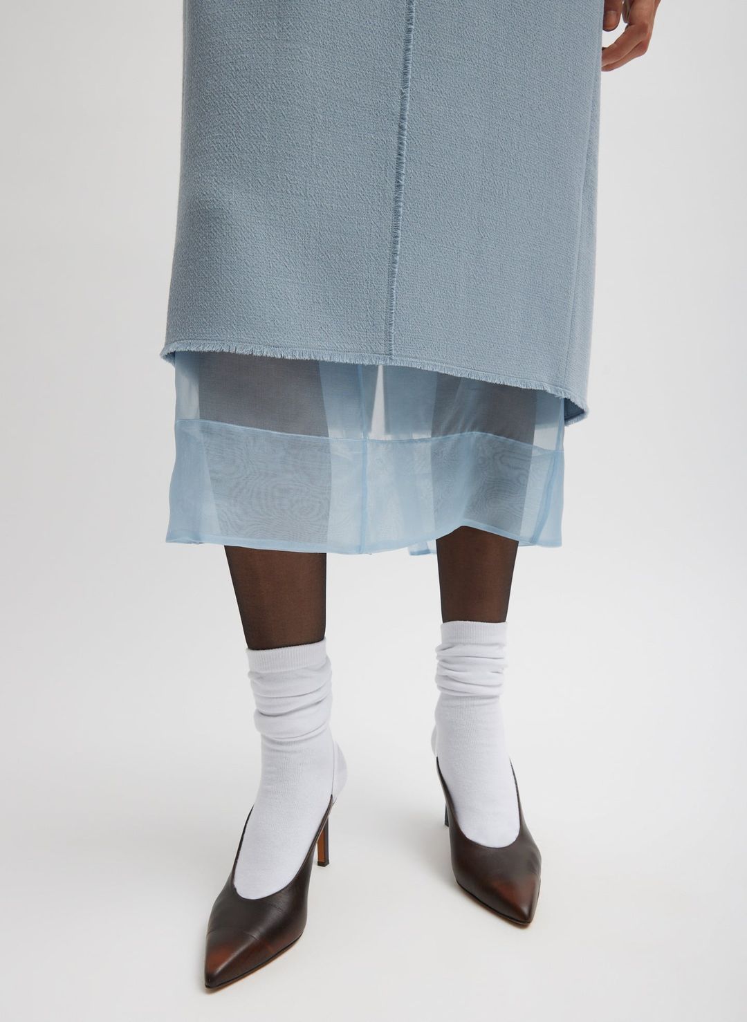 Melee Crepe V-Neck Dress With Organza Lining #4