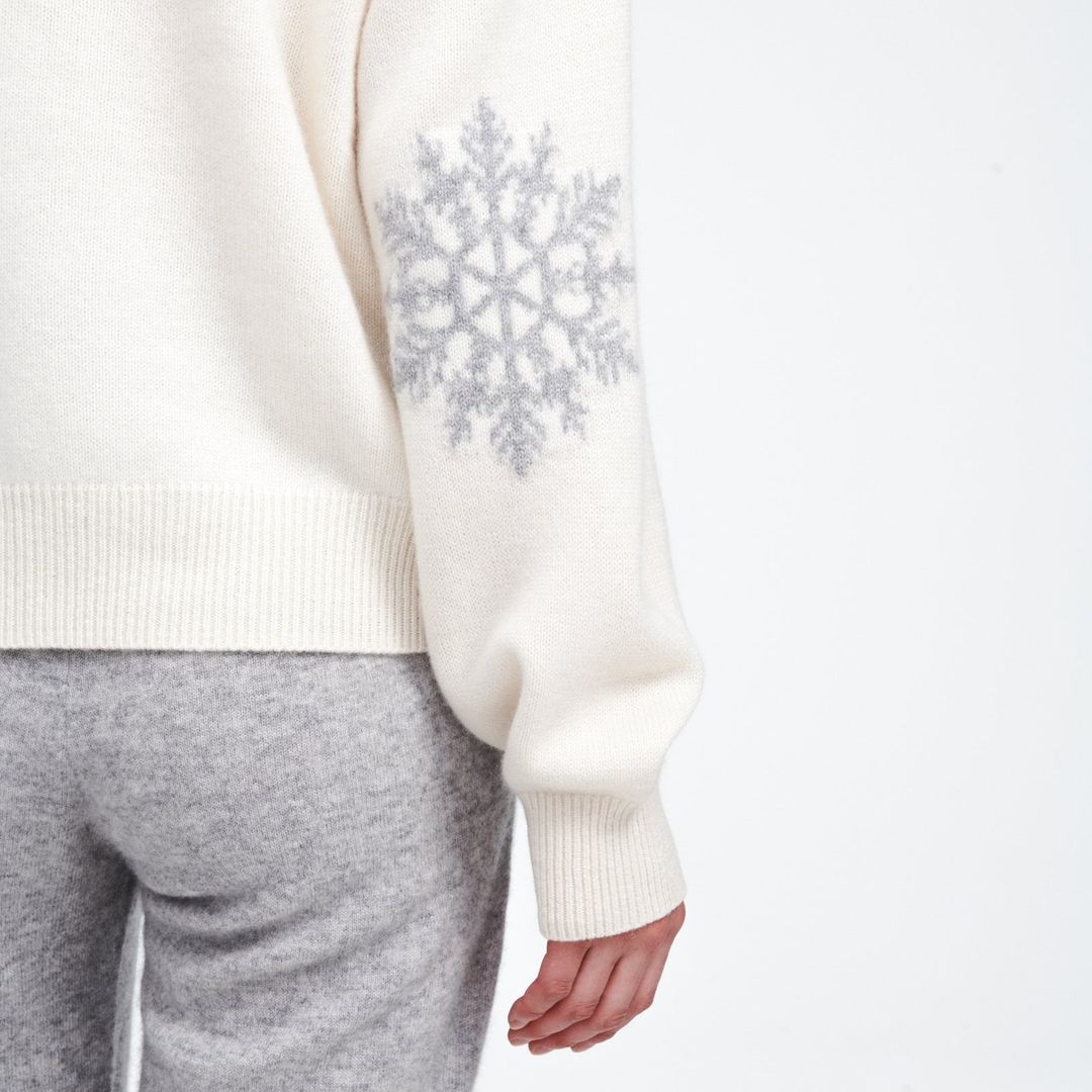 Cashmere Snowflake Crewneck Sweater #10