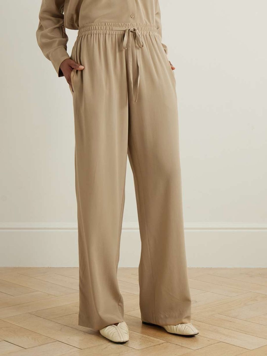 Silk crepe de chine track pants #3
