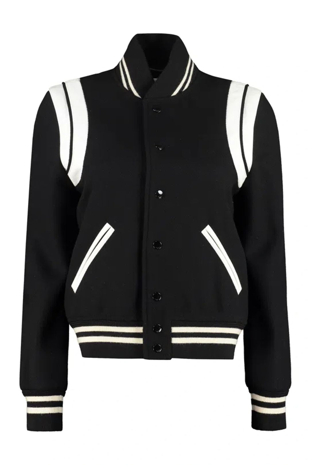 Teddy leather-trimmed recycled wool-blend bomber jacket #18