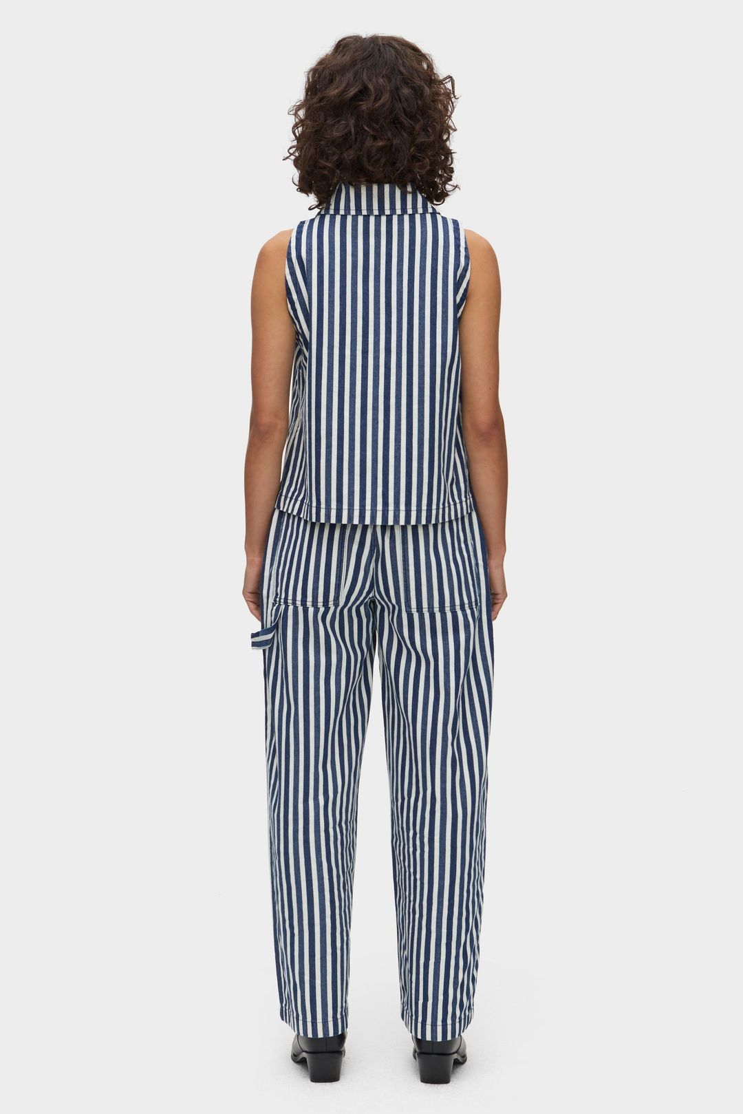 Peg Striped Collared Sleeveless Top #4
