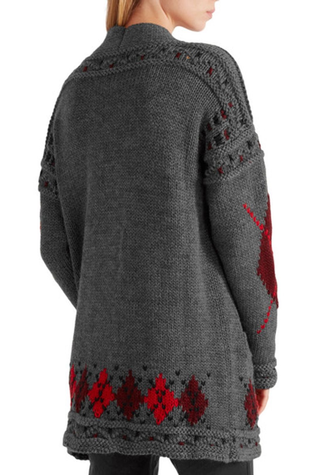 Woman Geena Oversized Argyle Wool And Alpaca-blend Cardigan Gray In Grey #4