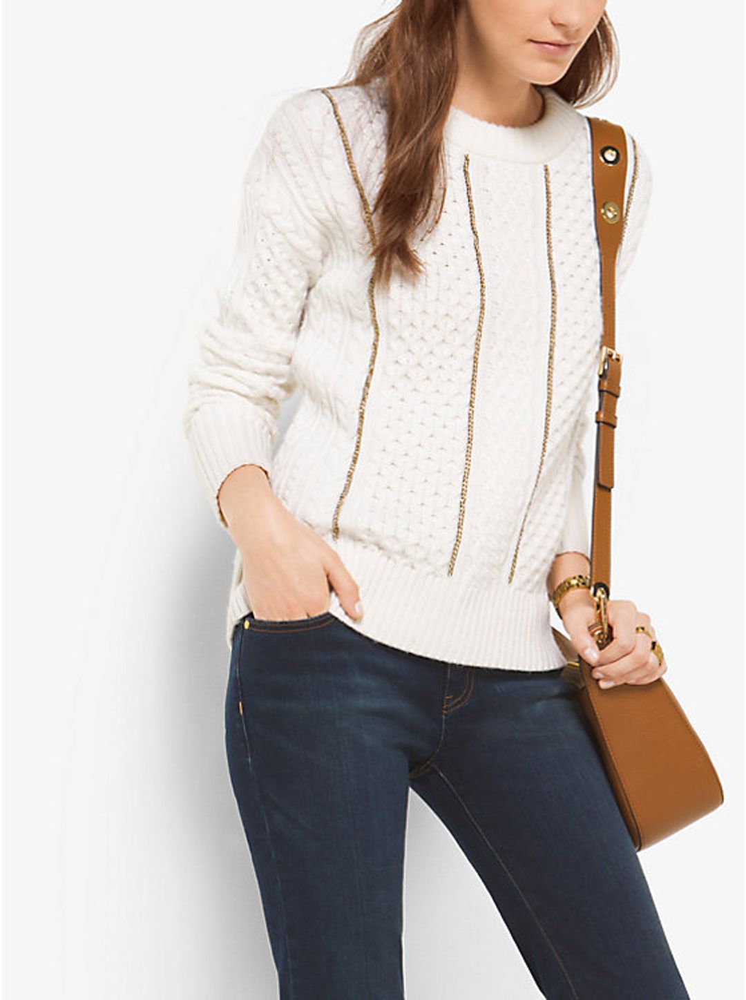 Michael Kors Chain-Trim Merino Wool and Cashmere Sweater #8