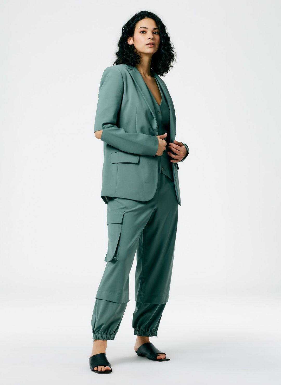 Tropical Wool Cutout Sleeve Marlon Blazer