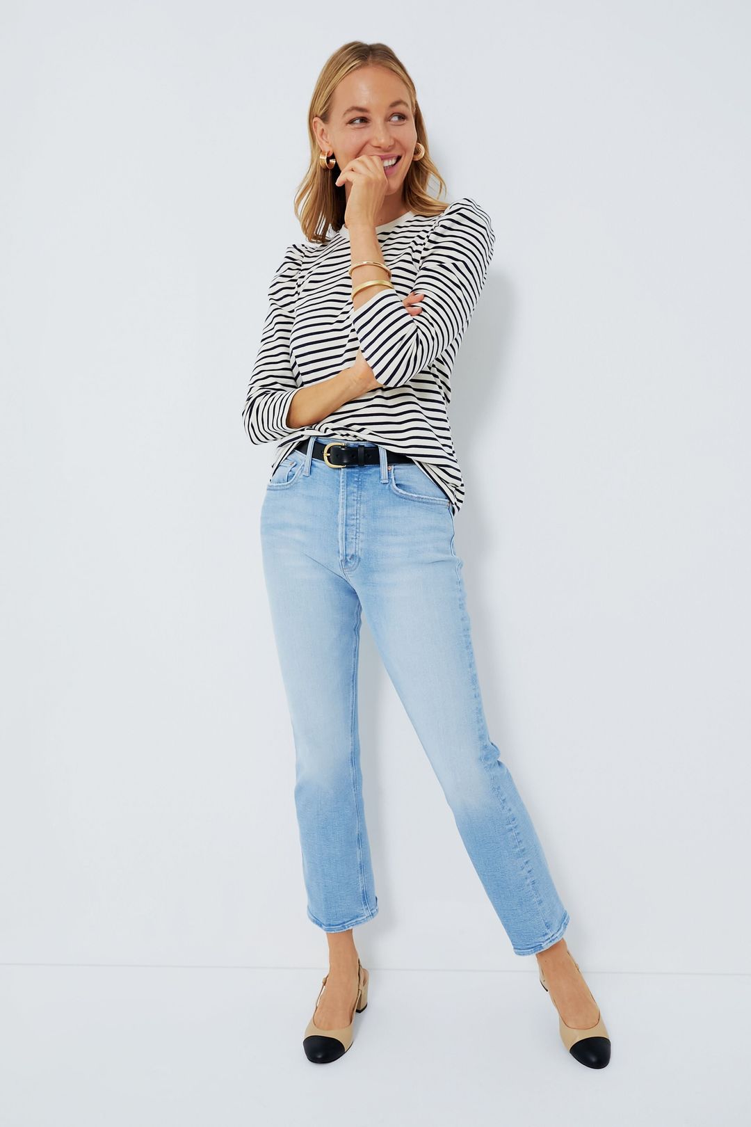 Navy Striped Vesty Long Sleeve Crewneck #5
