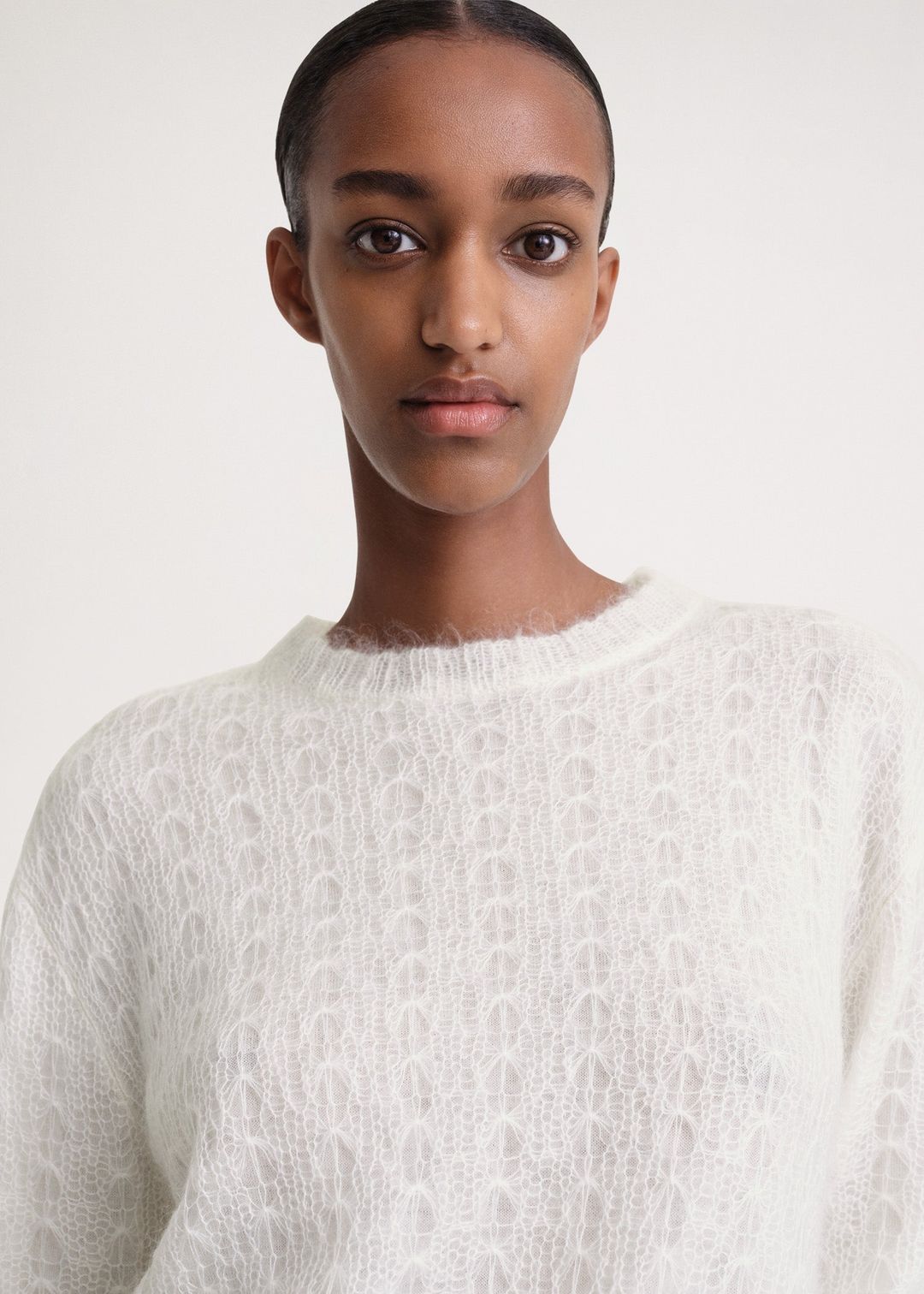 Mohair lace knit cream #4