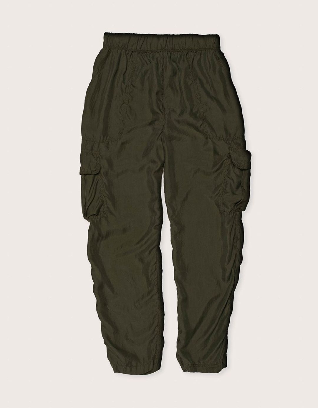 Washable silk cargo pant in Olive