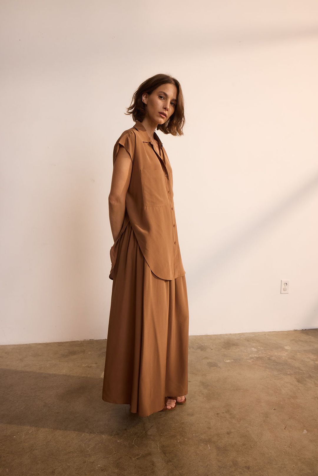 The Midi Swing Skirt in Clay