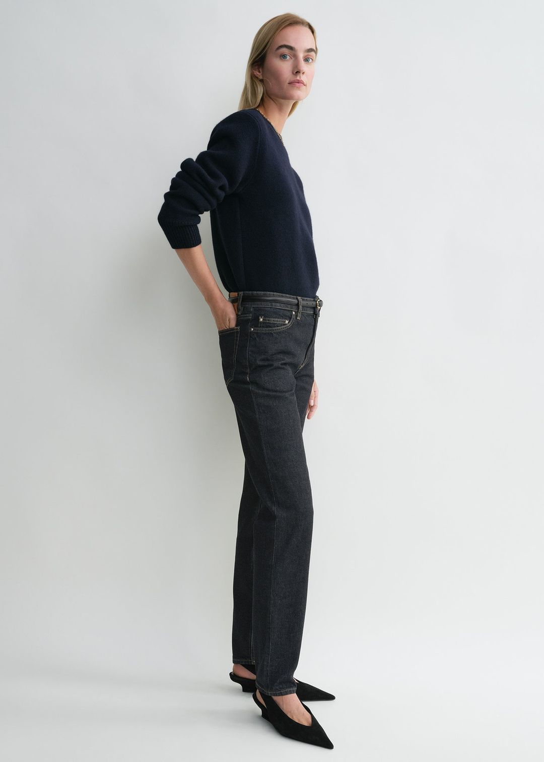 Low taper denim slate