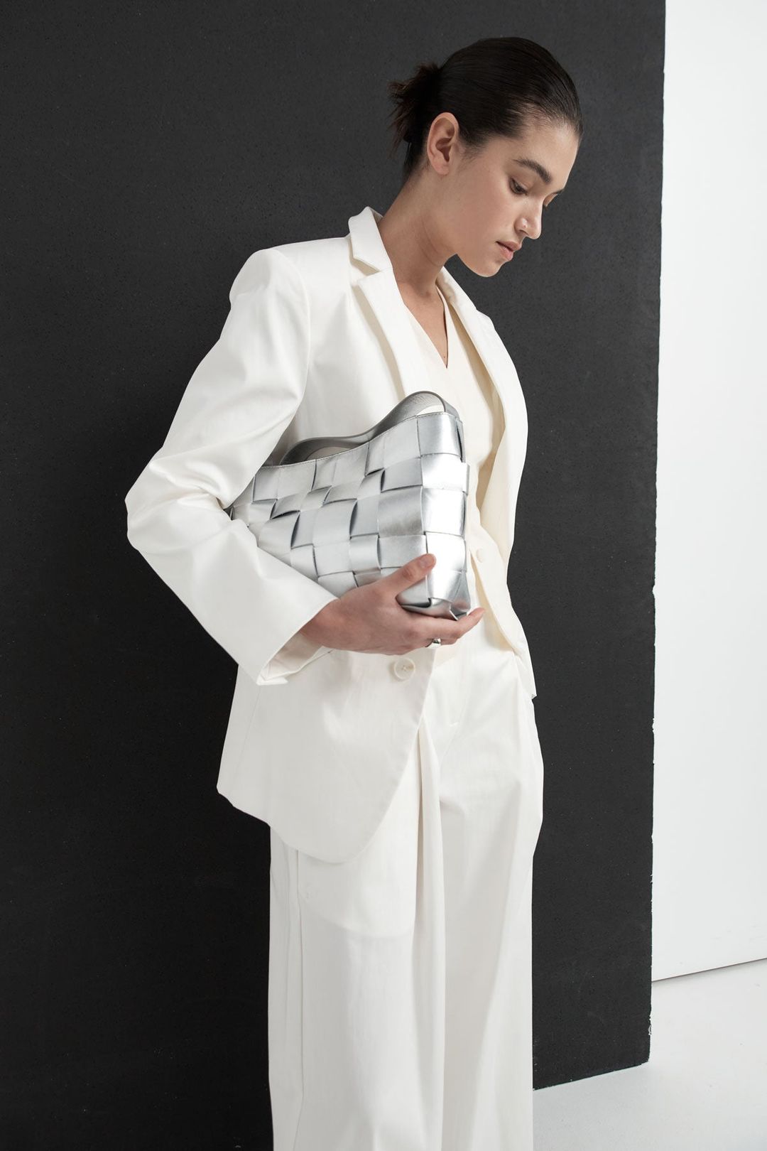 Woven Mini Tote - Silver #4