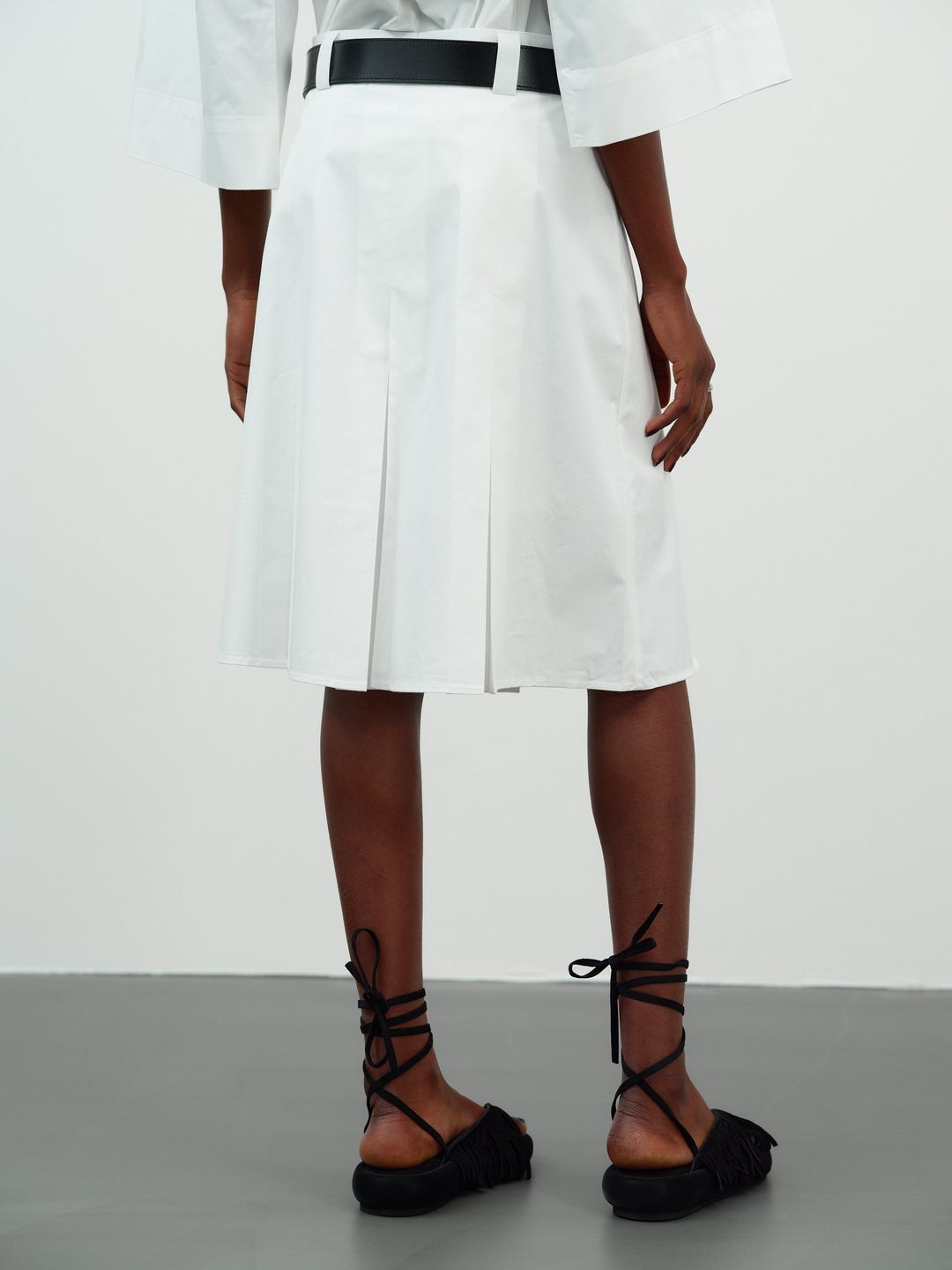 Wide Pleat Skirt, White #5