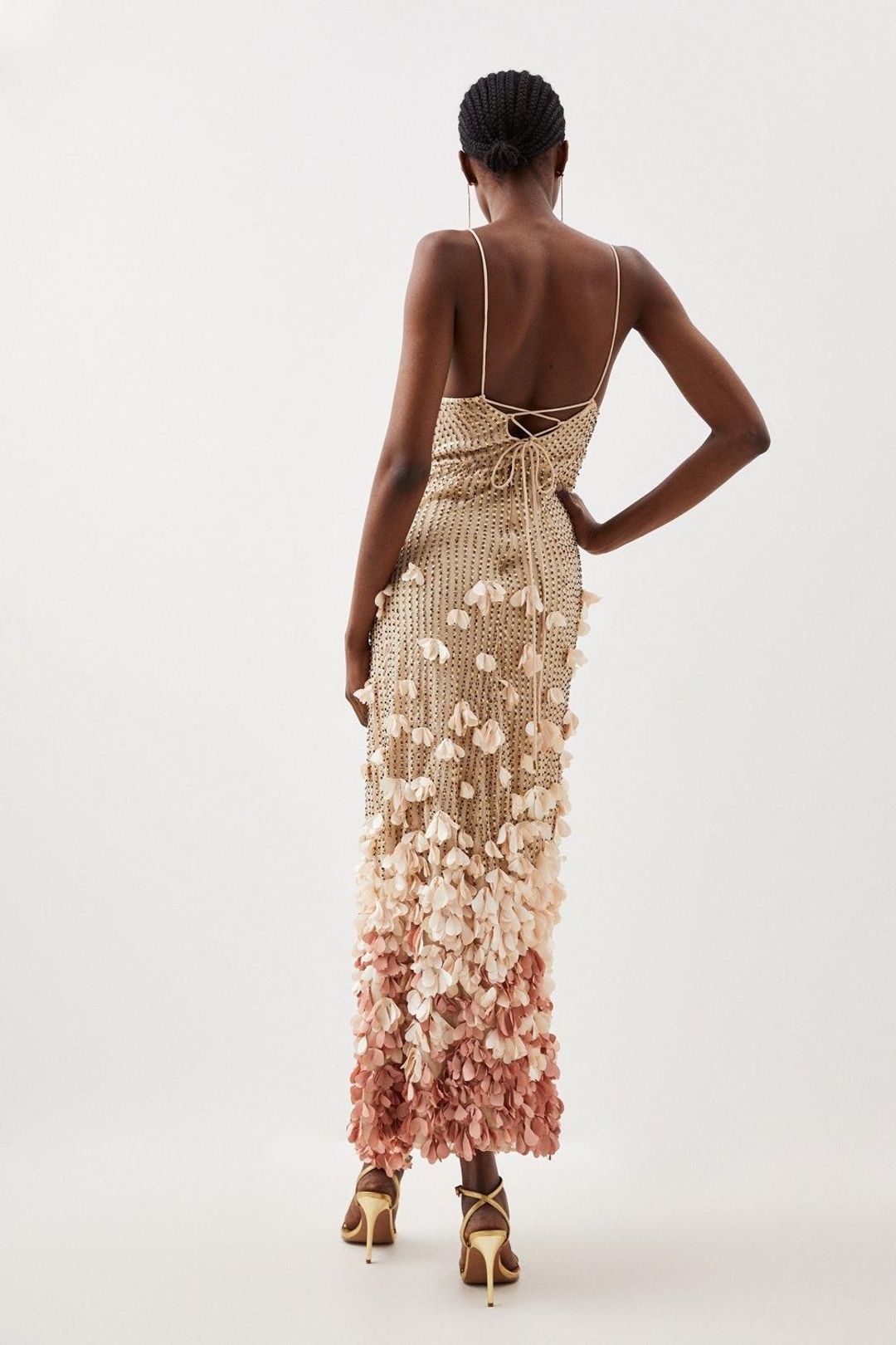 Crystal Applique Woven Strappy Maxi Dress #6