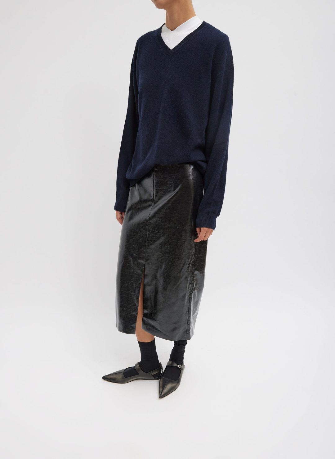 Glossed Jersey Pencil Skirt #5