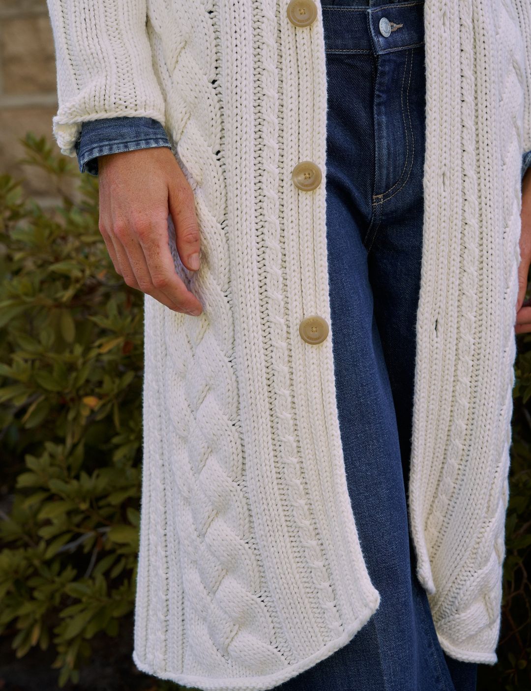 COTSWOLDS COATIGAN Ivory, Pure Italian Cotton #4
