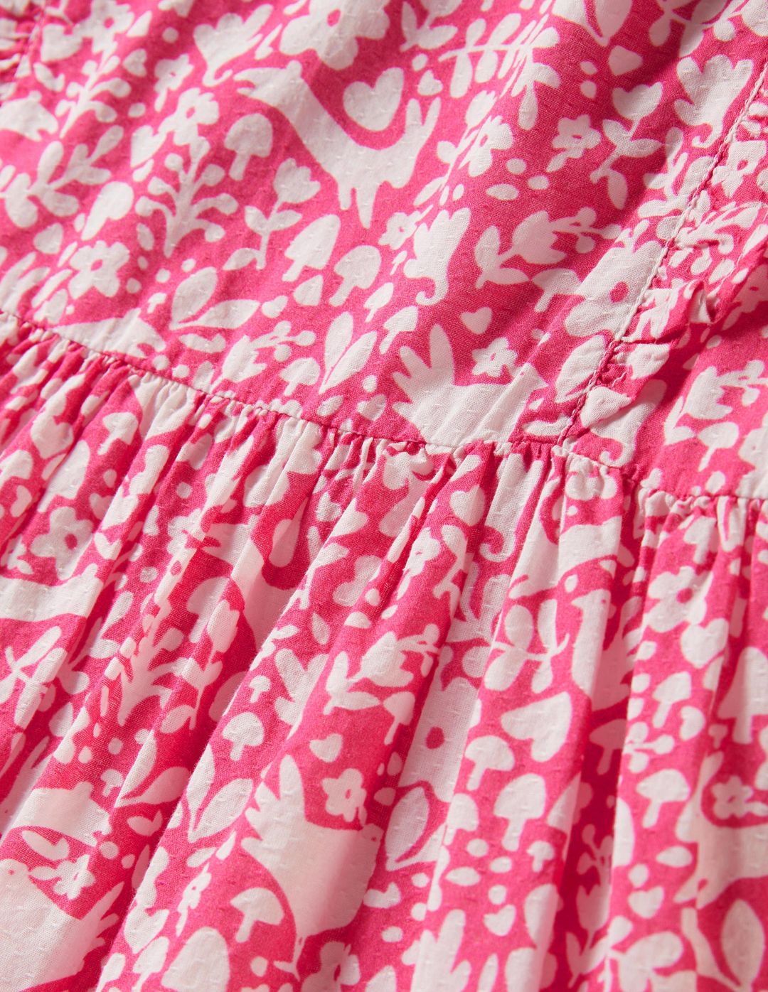 Frill Tiered Woven Dress-Pink Woodland Toile #3