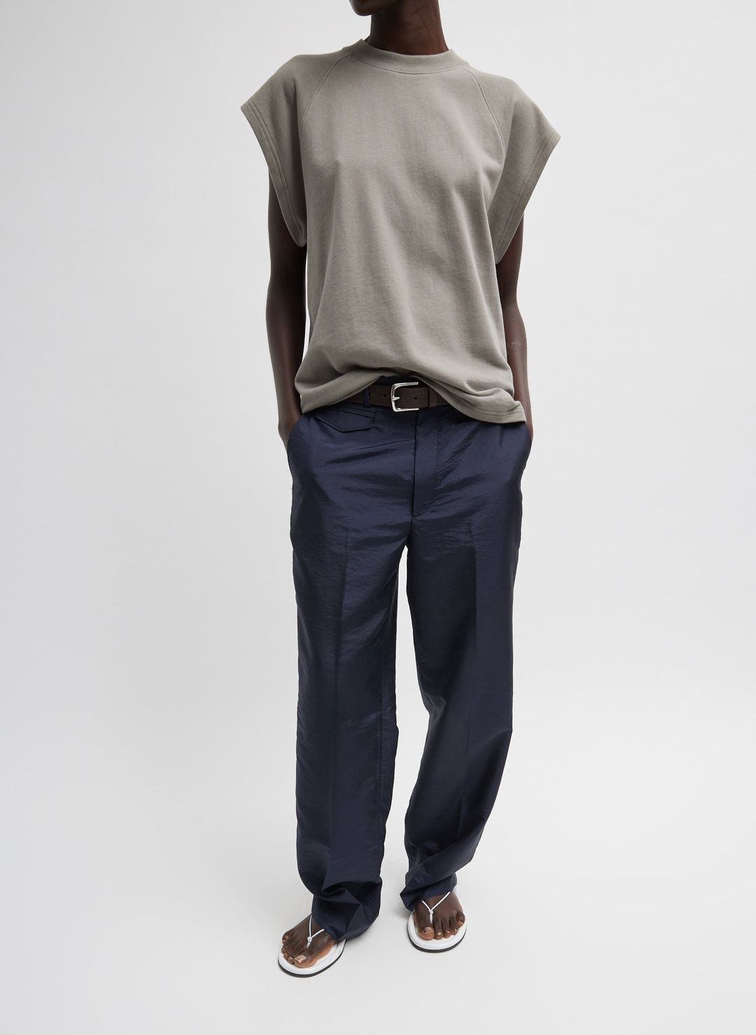 Light Weight Sweatshirting Sleeveless Easy Top