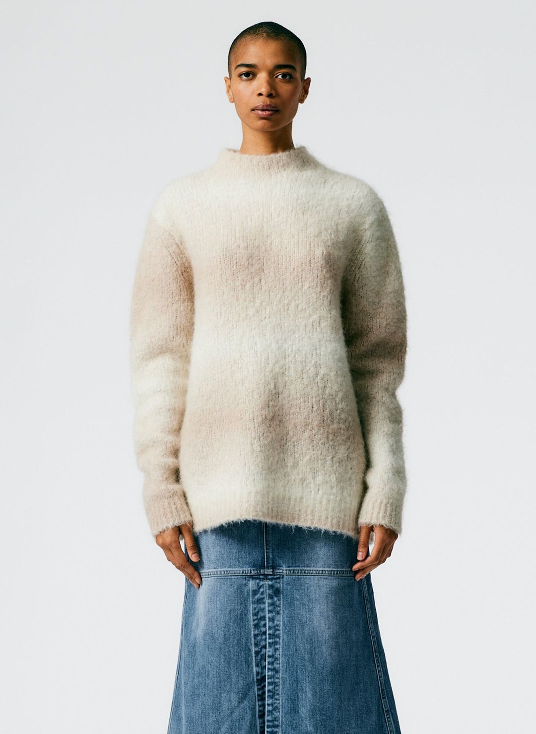 Ombre Superfine Alpaca Funnel Neck Pullover #3