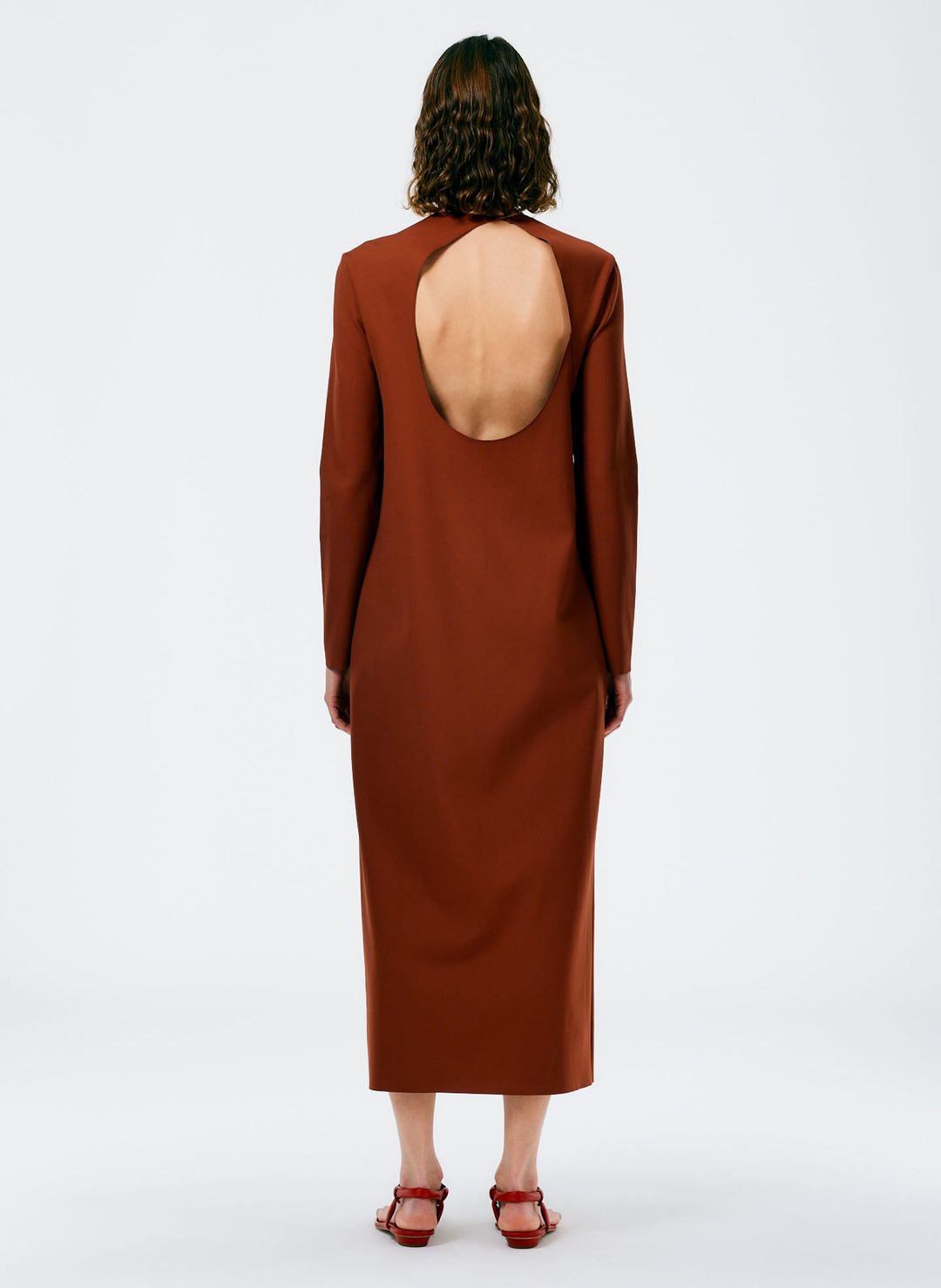 Compact Ultra Stretch Knit Long Sleeve Open Back Dress #4