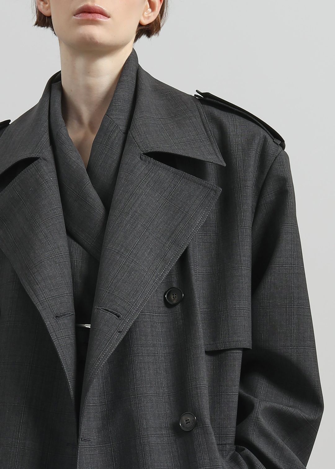 Bleecker Plaid Trench Coat - Dark Grey #4