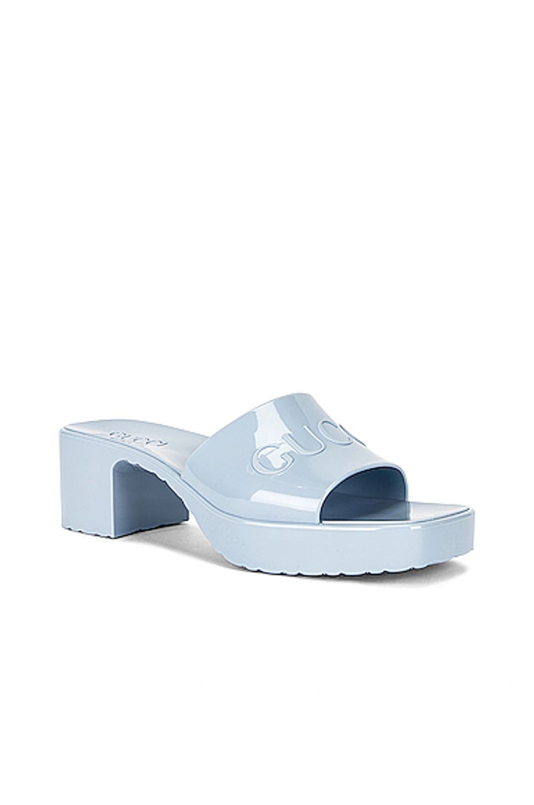 Rubber Logo Platform Slide Sandal In Light Blue #18