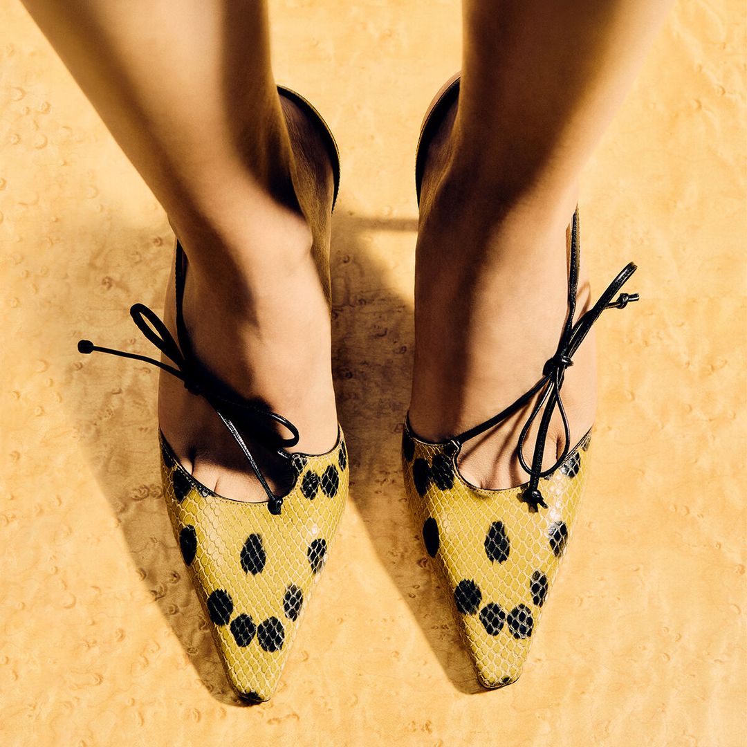 Spotted Elaphe-Printed Leather Sandal with Knot Detail #7