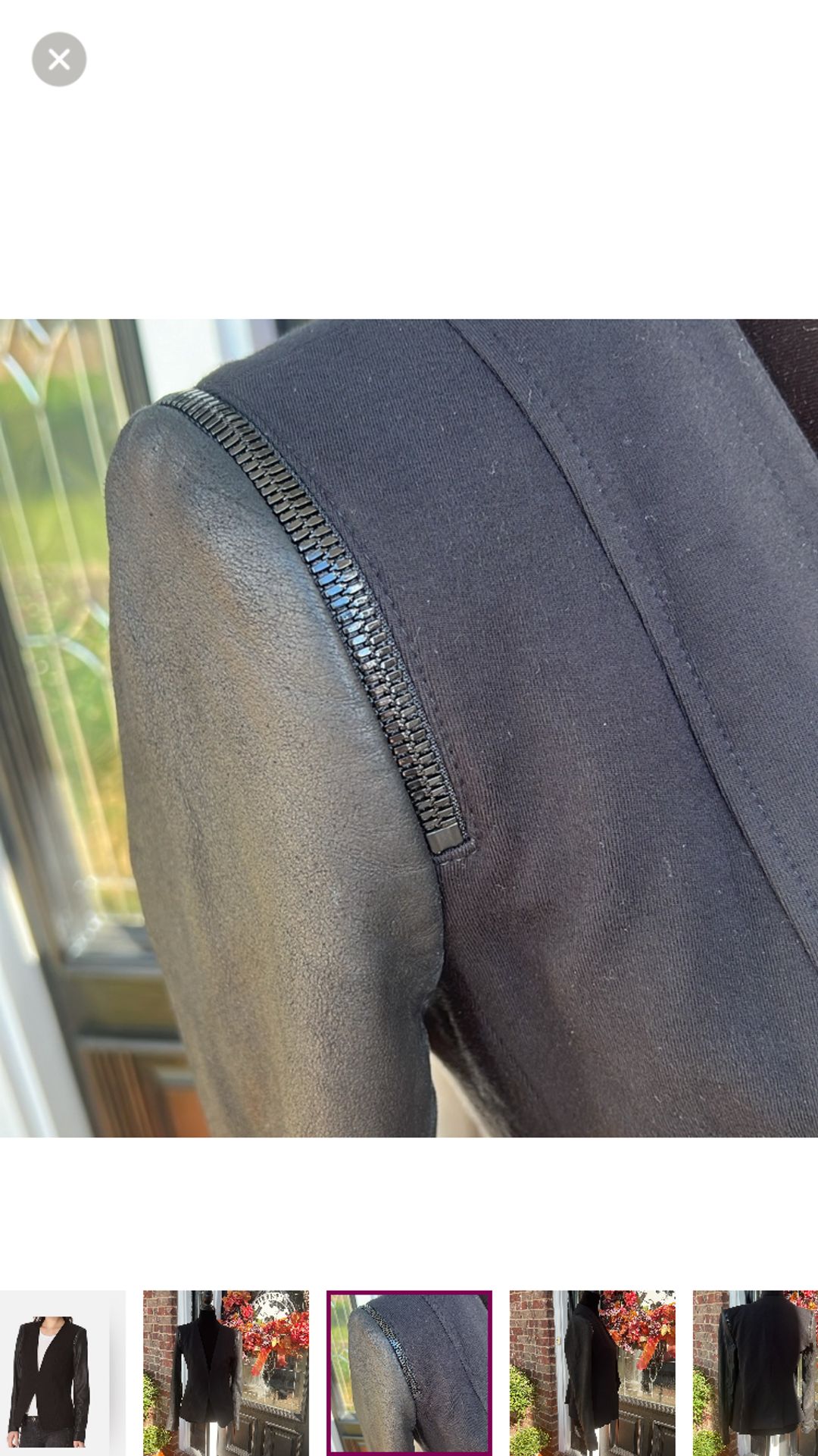 Yaisa Leather/zipper Blazer