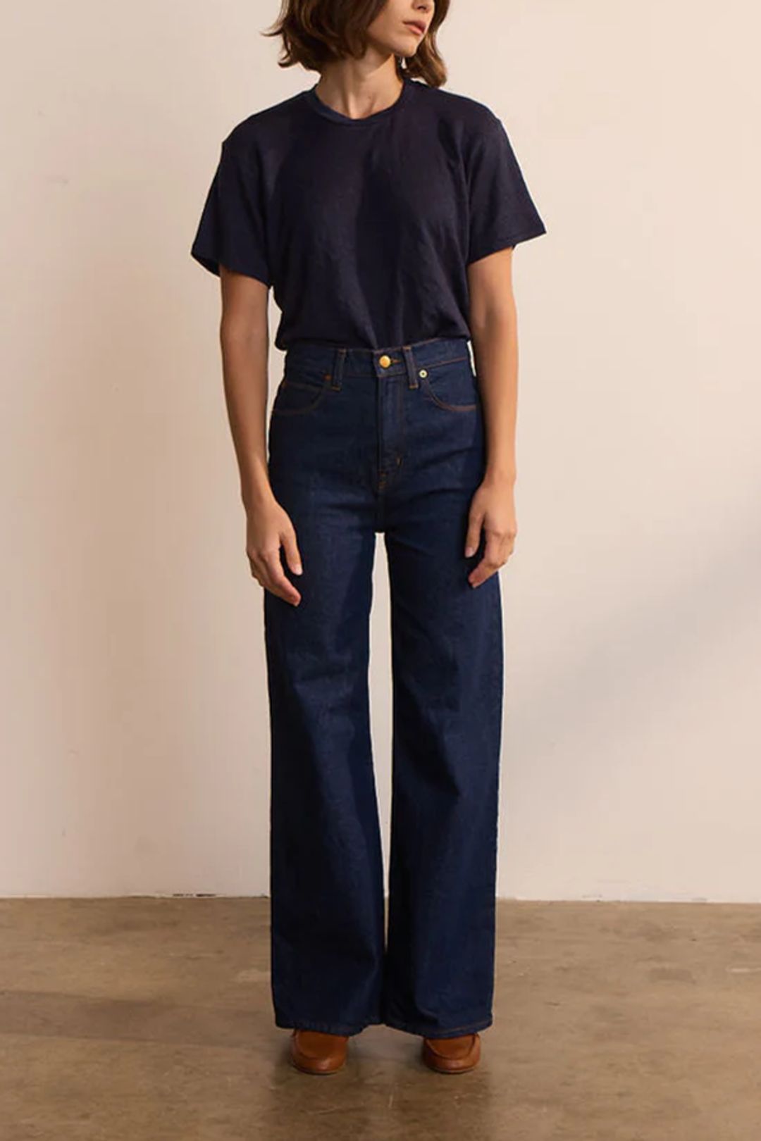 High Waist Wide A Leg Jean Raw Rinse