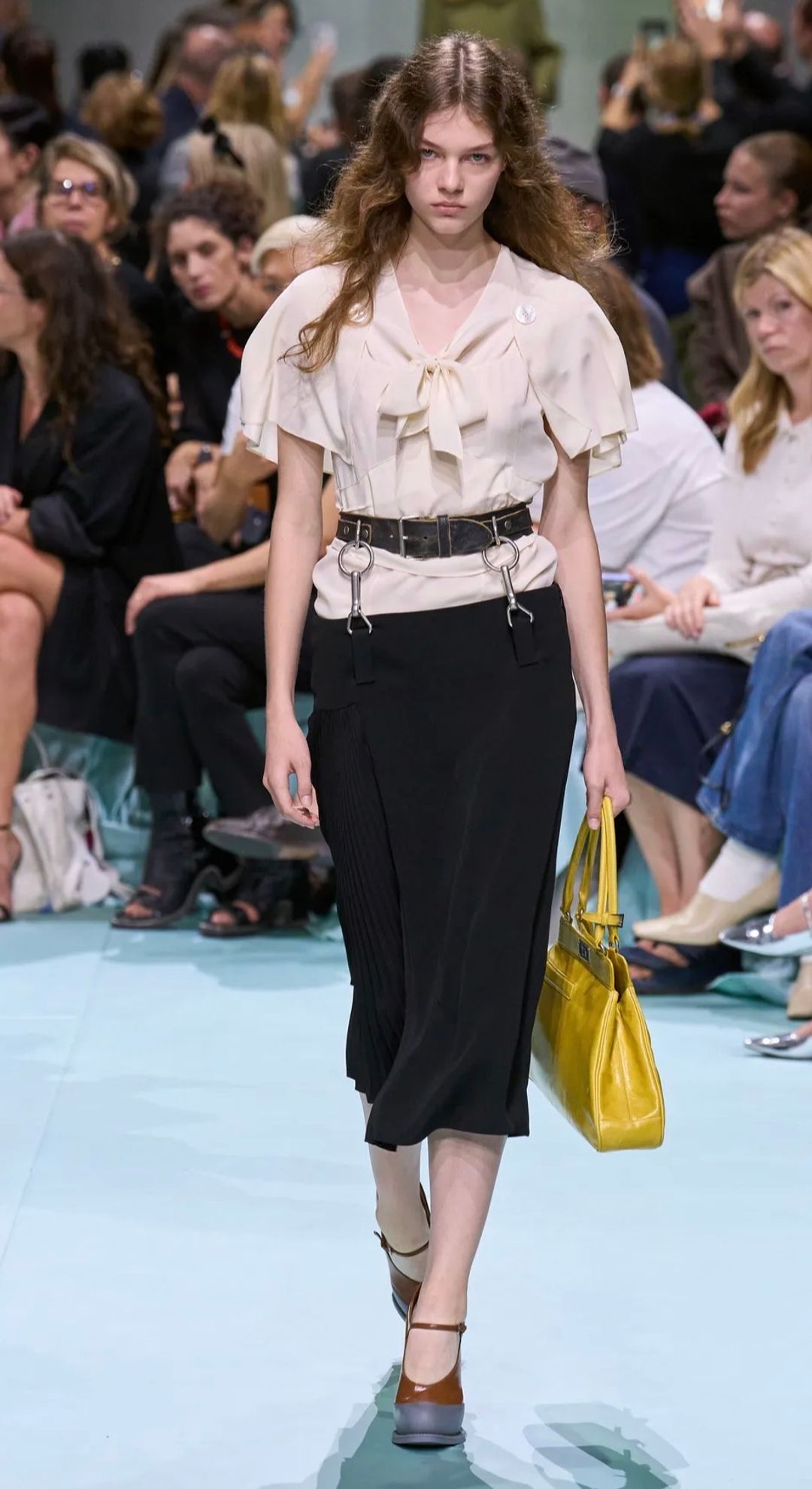 Belt-Detailed Pleated Crepe-Cady Midi Skirt #2