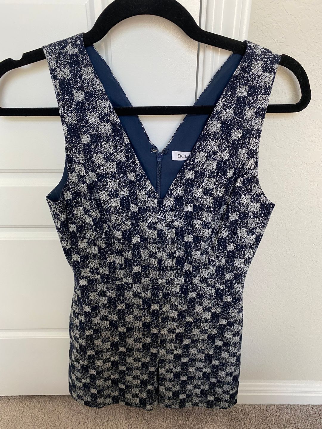 Blue and white checkered romper 