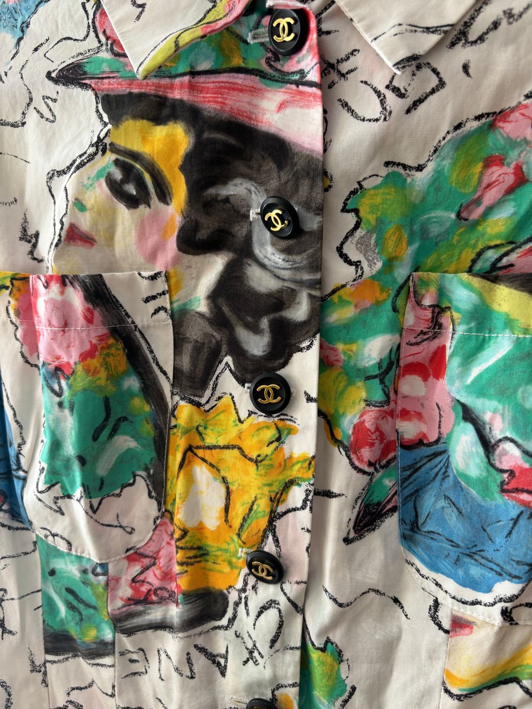 1995 Mademoiselle Print Button-up Dress