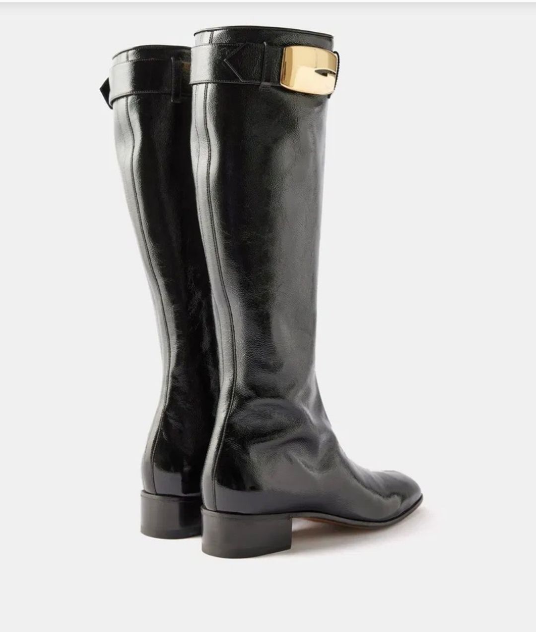 G-Buckle Patent-Leather Knee-High Boots