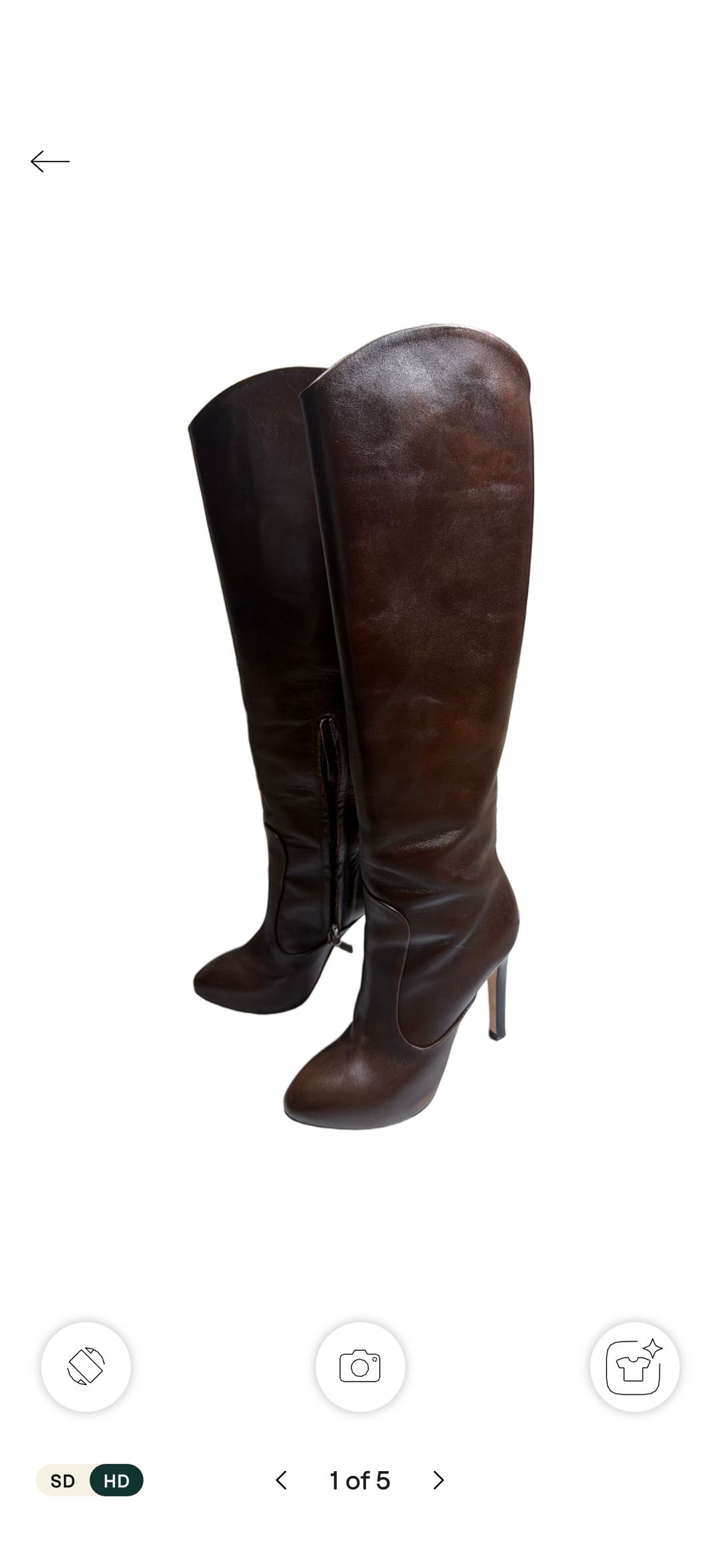Dark Brown Tall Leather Stiletto Boots