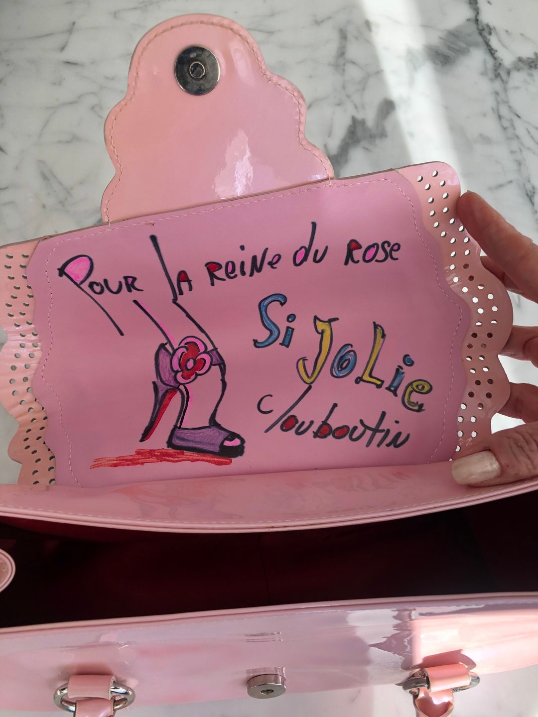 Pink Flap Handbag signed by Monsieur Louboutin