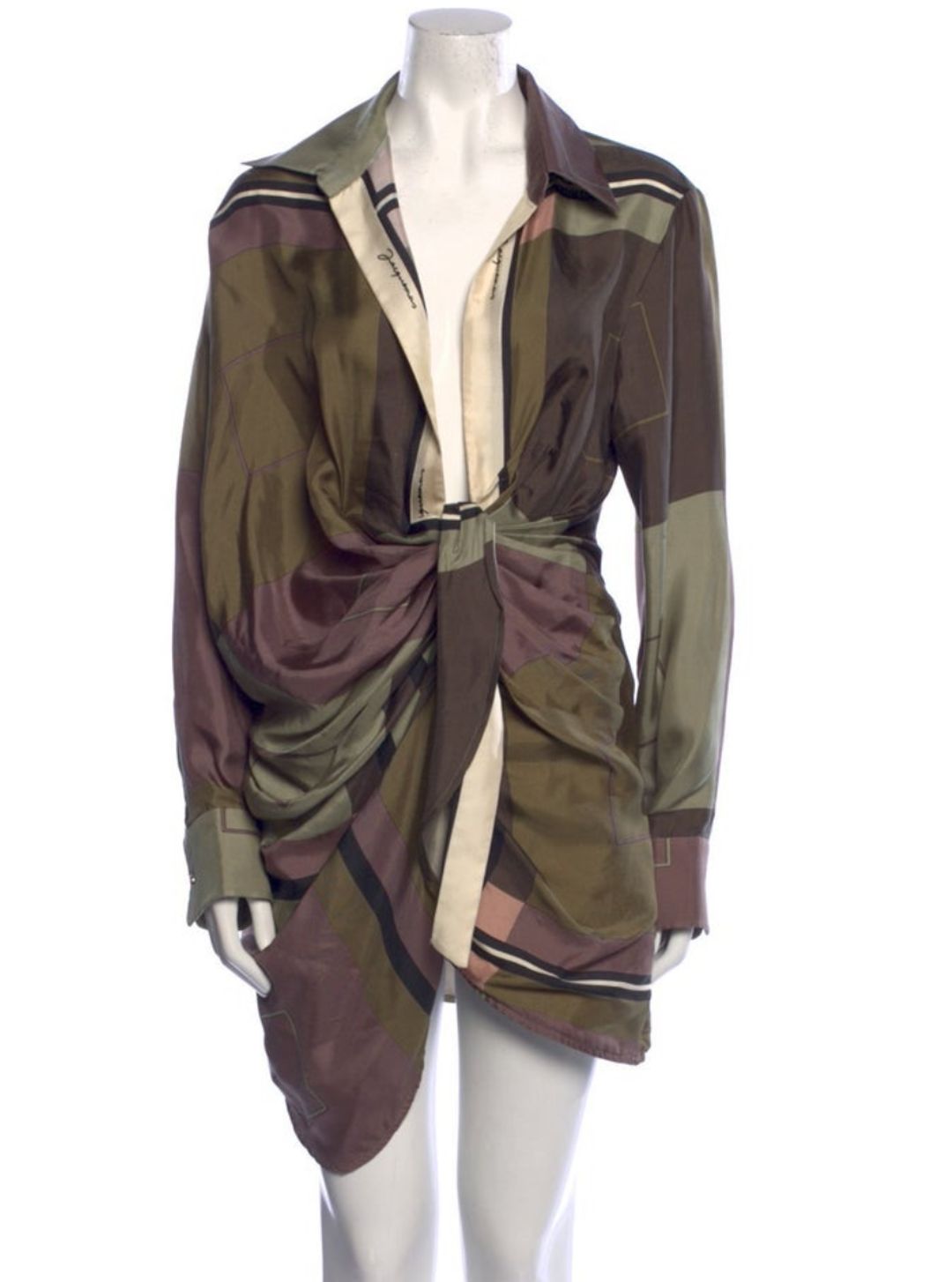 Bahia Draped Printed Silk-satin Mini Dress In Green