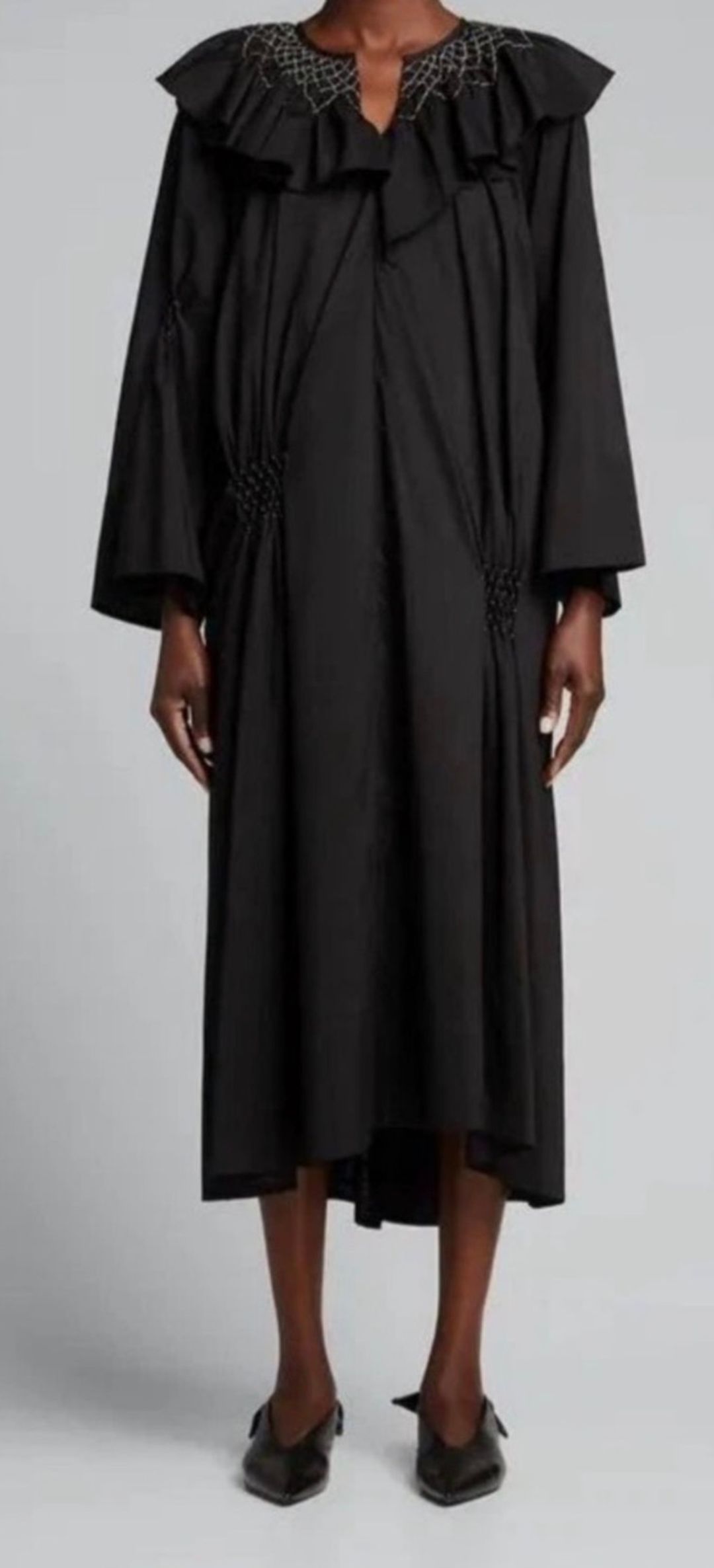 Emma black smocked dress