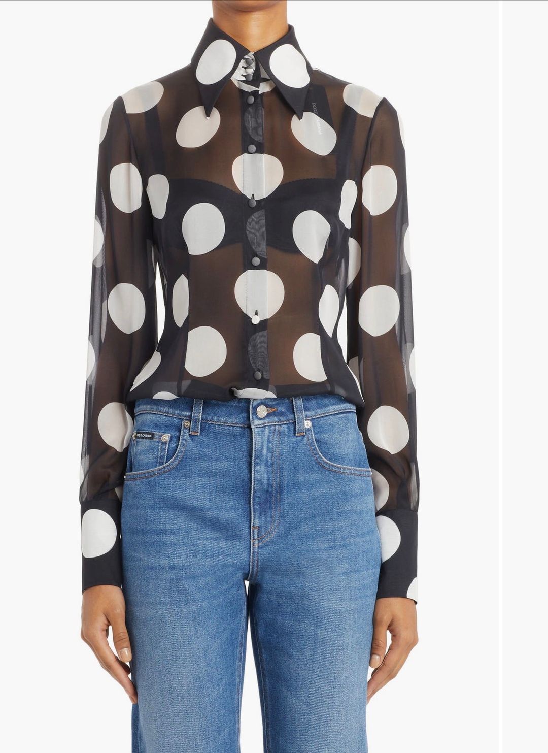 Dolce & Gabbana polka dot silk chiffon blouse