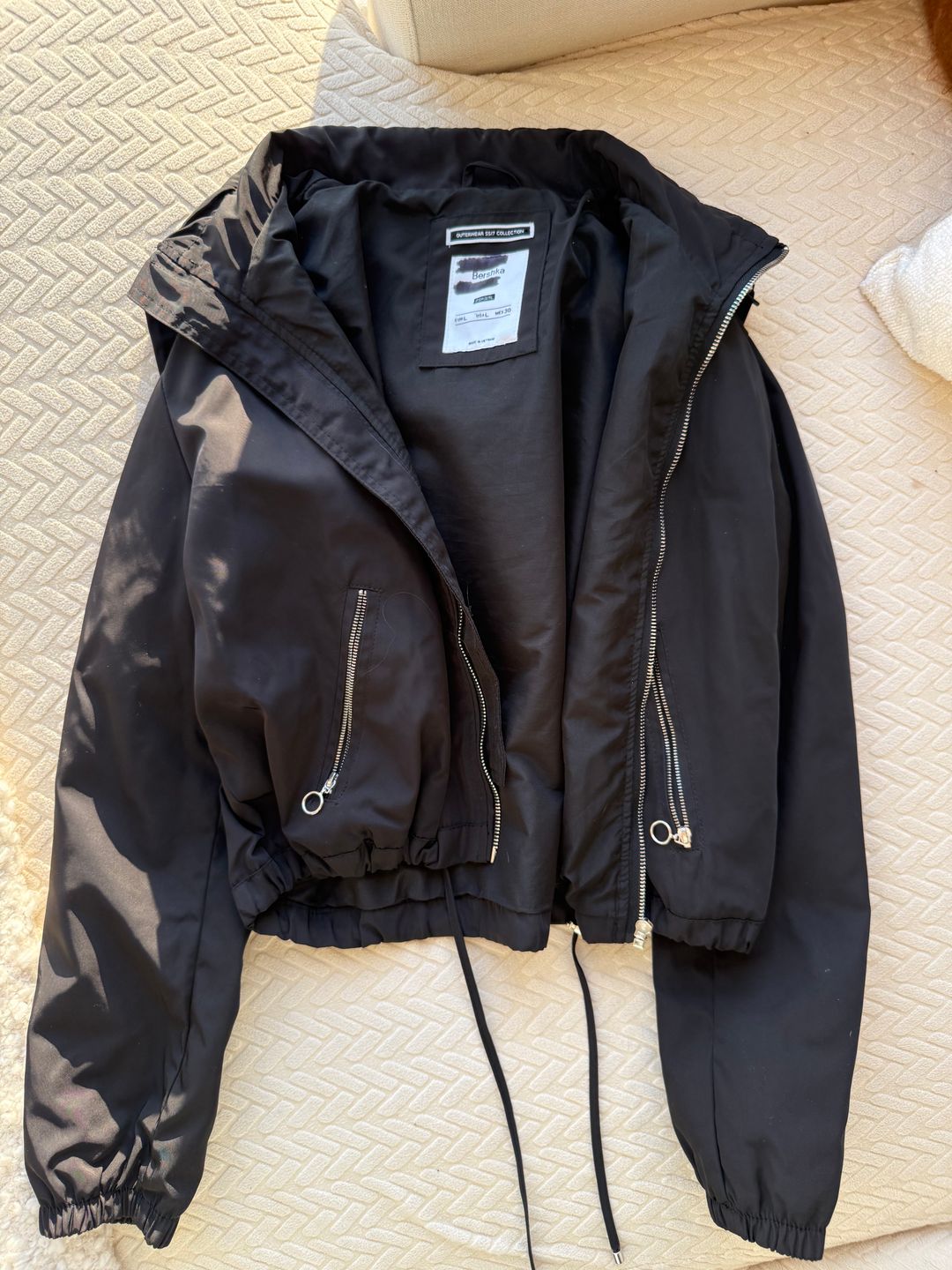 Bershka black cropped rain jacket