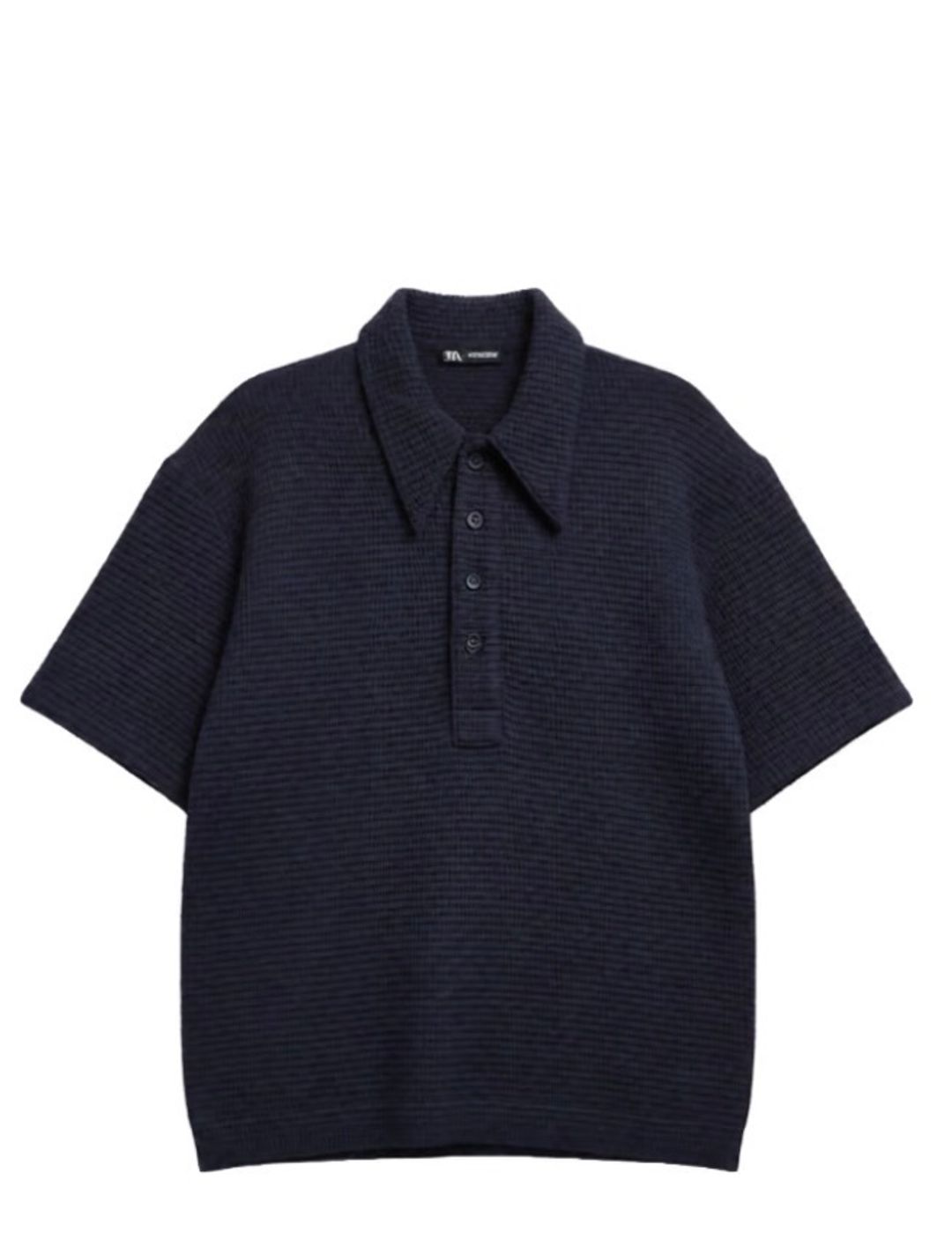 Quilted Waffle Polo Tunic Top