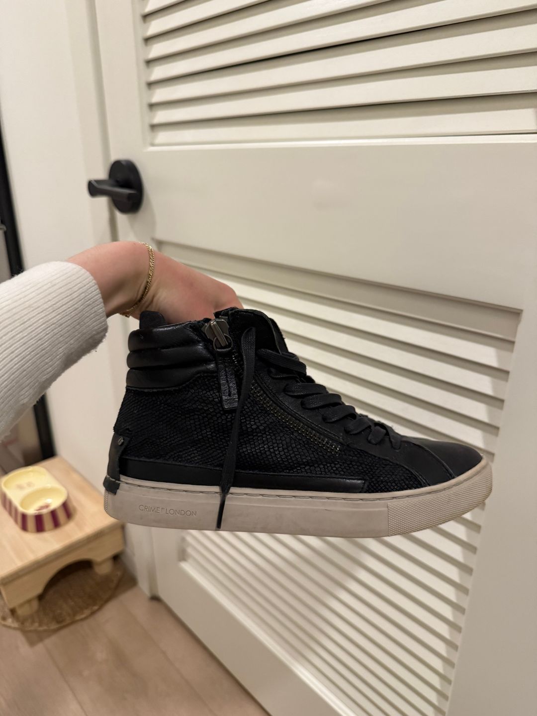 Leather high top sneakers