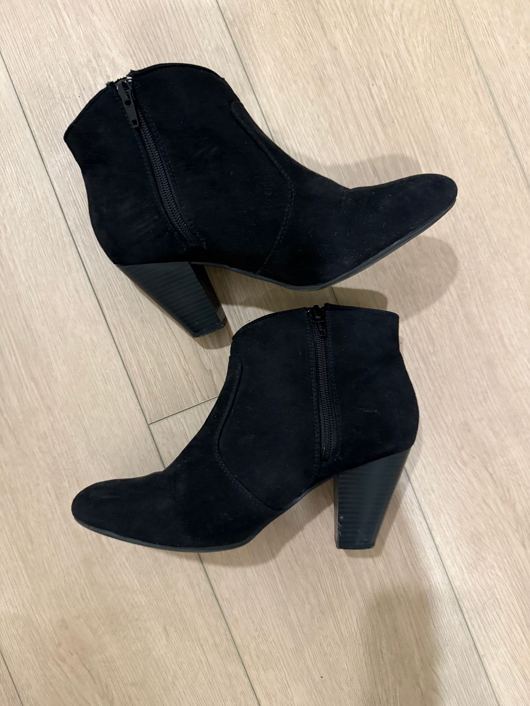 Black suede booties