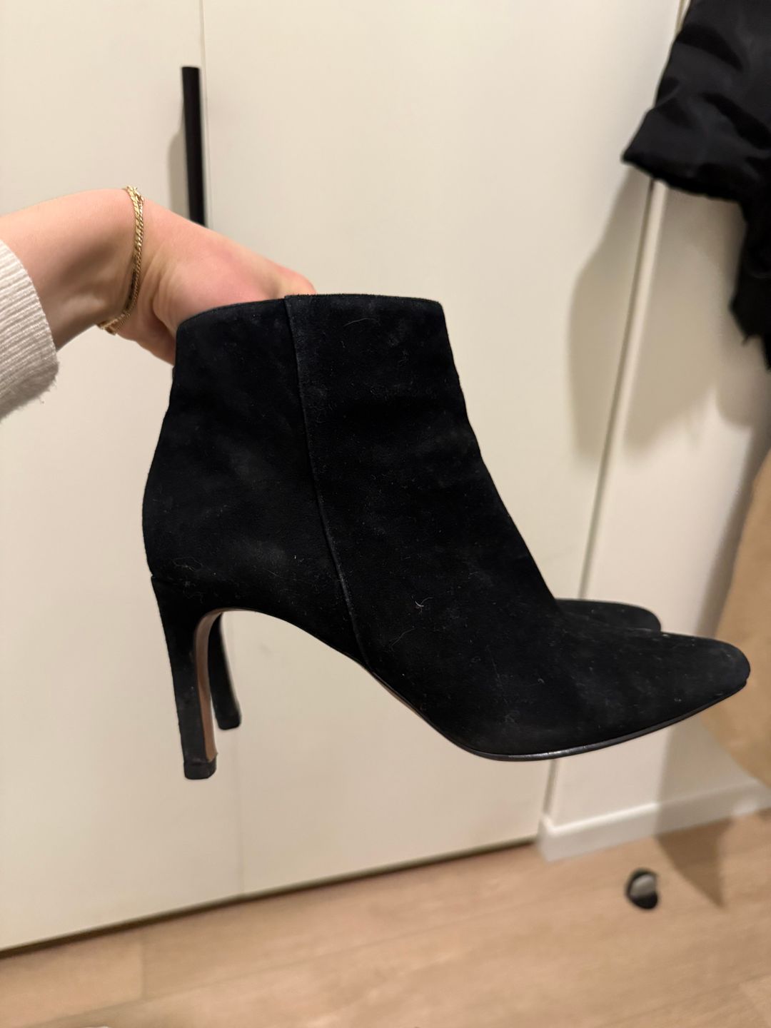 Suede closed toe booties