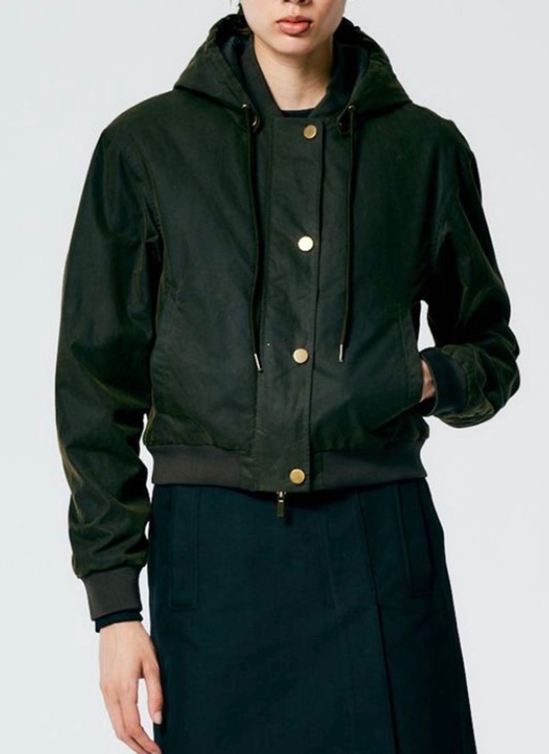 Waxed Cotton Bomber With Removable Hood