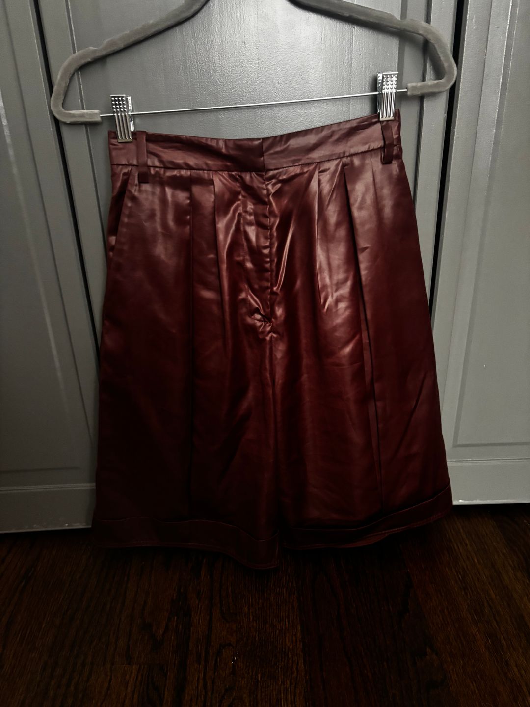 Tibi Wide Leg Pleated Shorts with Cuffed Hem