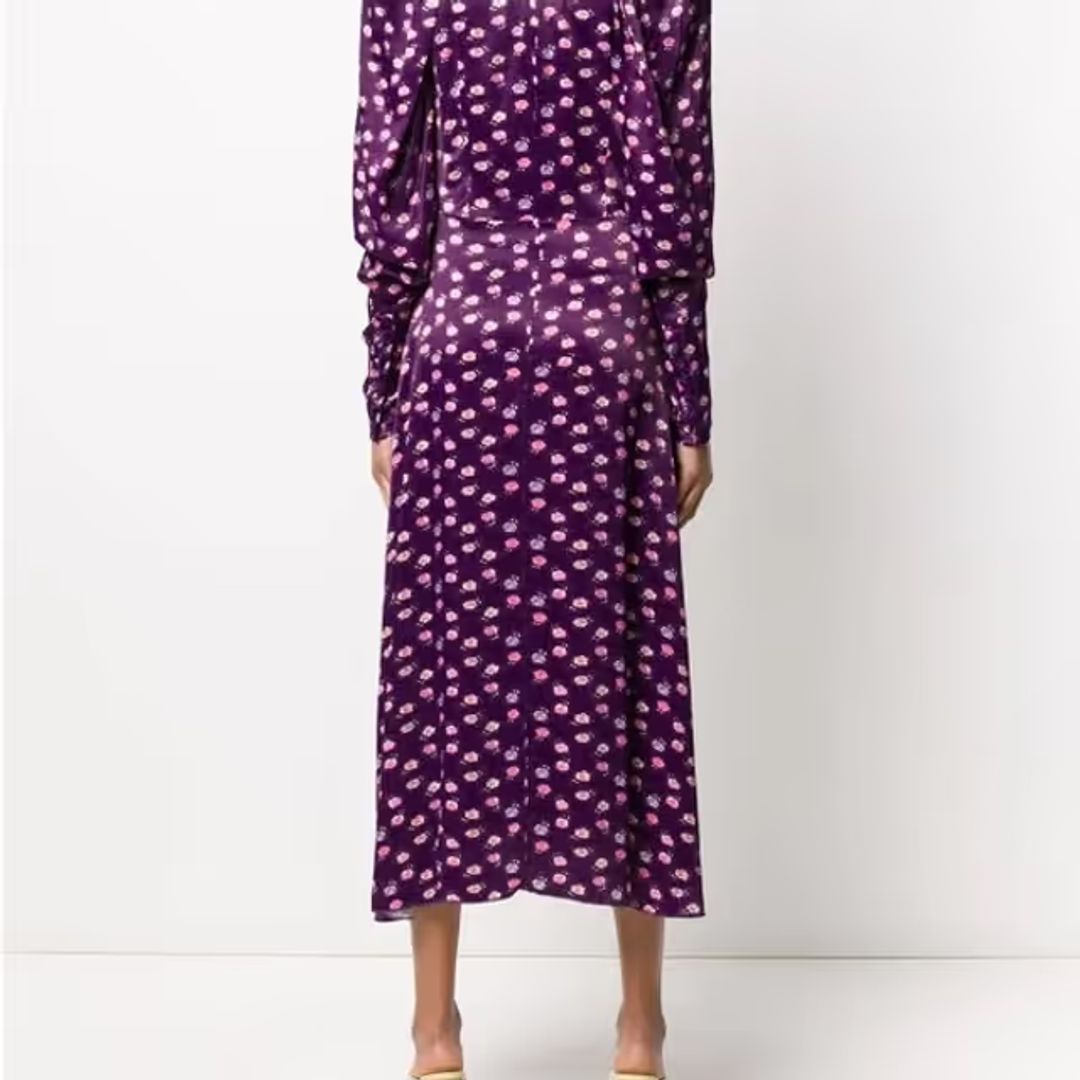 Pansy Print Clair Midi Long-Sleeve Dress #2