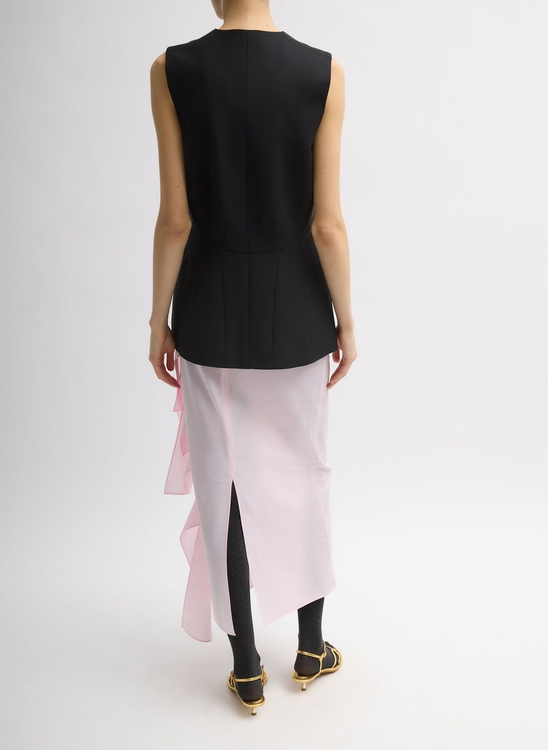 Recycled Tropical Wool Vest With Blousant Back #4